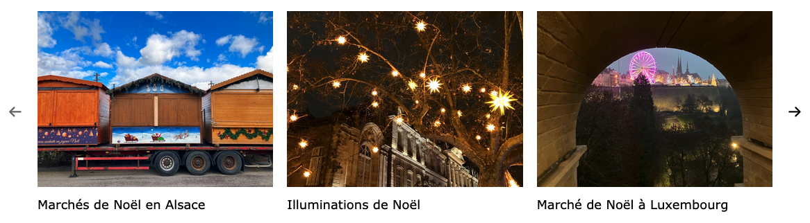 carrousel qui affiche trois images légendées à la fois