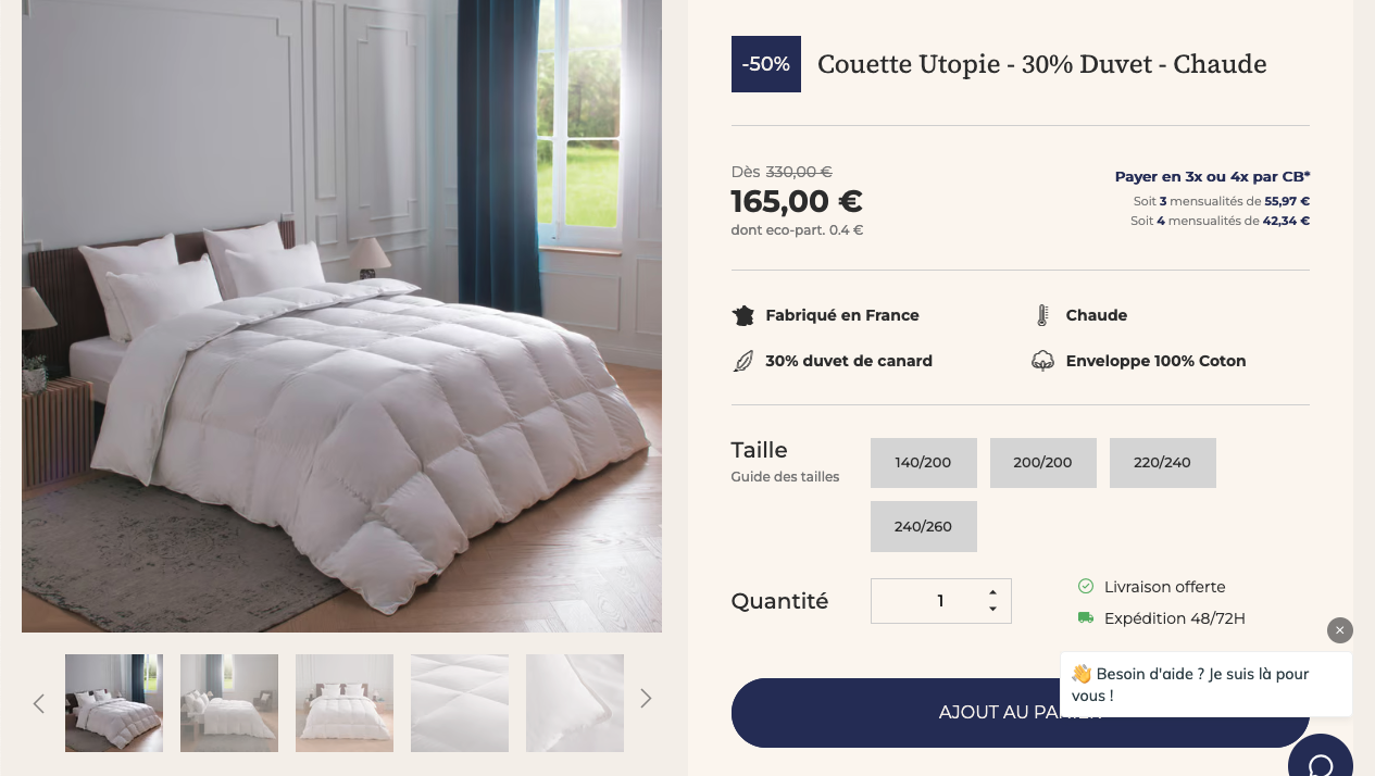 capture d’écran d’une fiche produit sur drouault.net