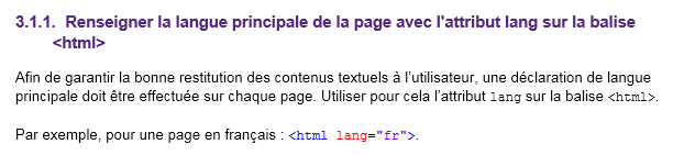 Exemple d’une spécification d’accessibilité HTML