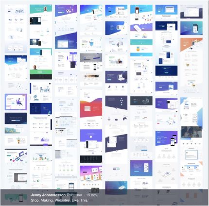 Capture d'écran d'un tweet de Jenny Johannesson @chopse du 15 novembre avec comme texte : Stop. Making. Websites. Like. This. 