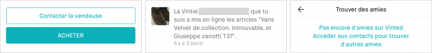 Capture d'écran du site Vinted. « La Vintie que tu suis a mis en ligne les articles… »