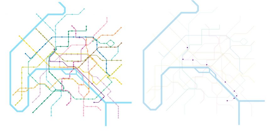 Carte du métro parisien et des stations accessibles PMR.