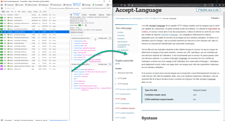 Ouvrir la documentation HTTP depuis les outils de développement Firefox (onglet réseau)