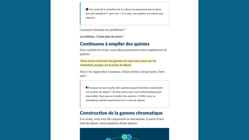 Capture d'écran d'une page du site Mamie Note. On trouve des courts paragraphes et des blocs distincts pour mettre en évidence des points notables ou idées à retenir.