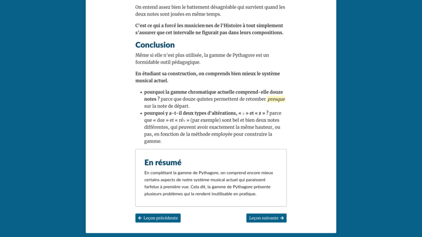 Capture d'écran du bas d'un article sur Mamie Note. Un bloc «En résumé » contient un résumé de la page en quelques phrases.